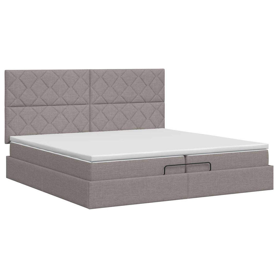 Ottoman seng med madras Gråbrun 200 x 200 cm Stof