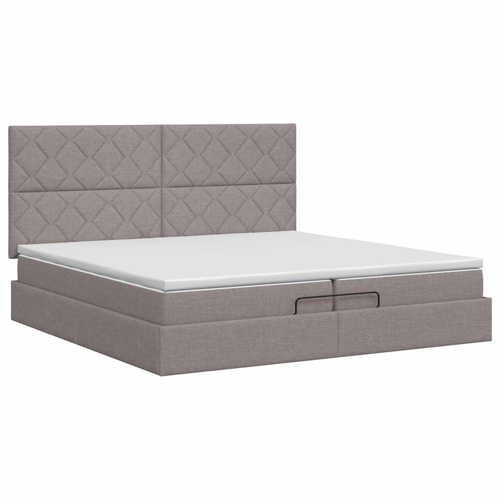 Ottoman seng med madras Gråbrun 200 x 200 cm Stof
