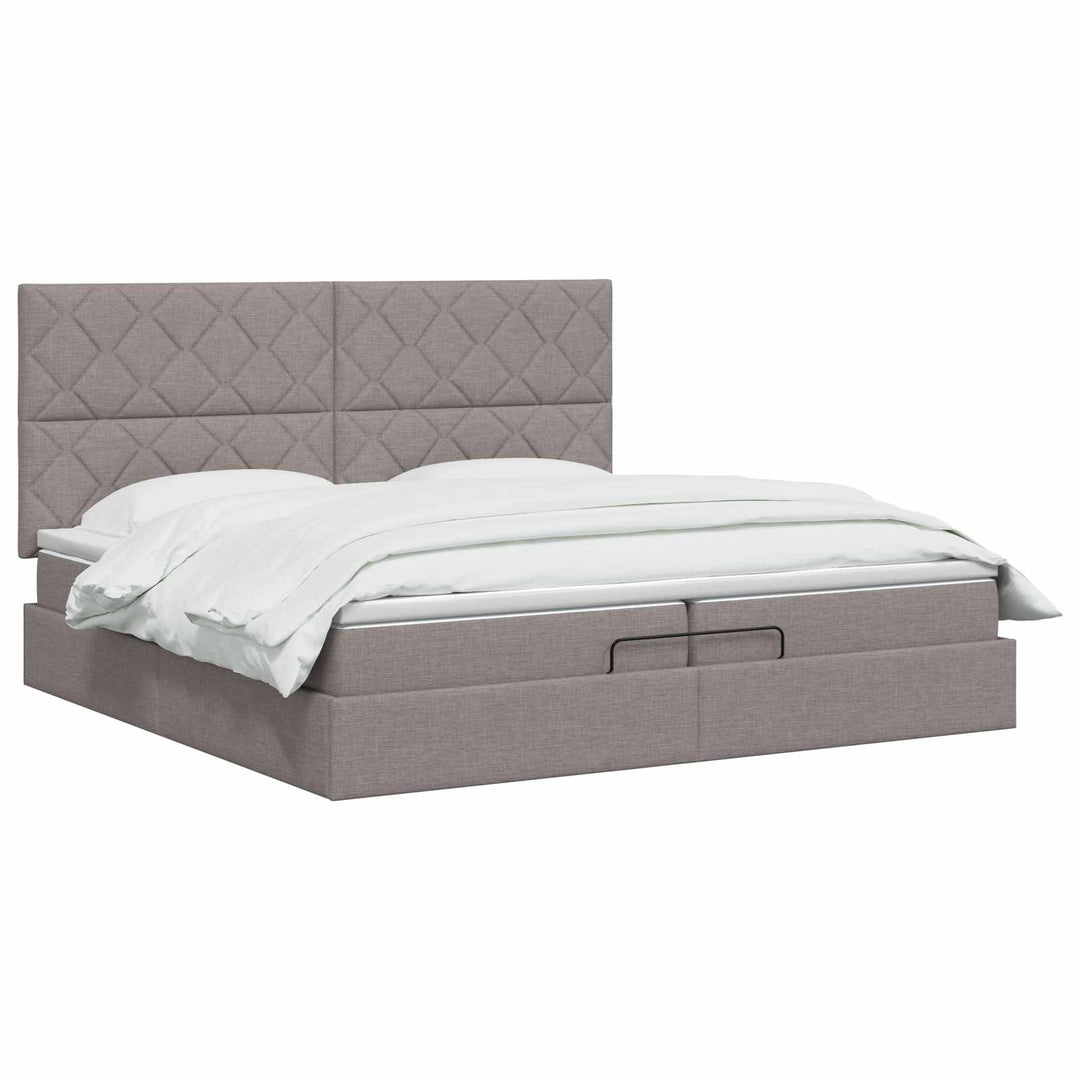 Ottoman seng med madras Gråbrun 200 x 200 cm Stof