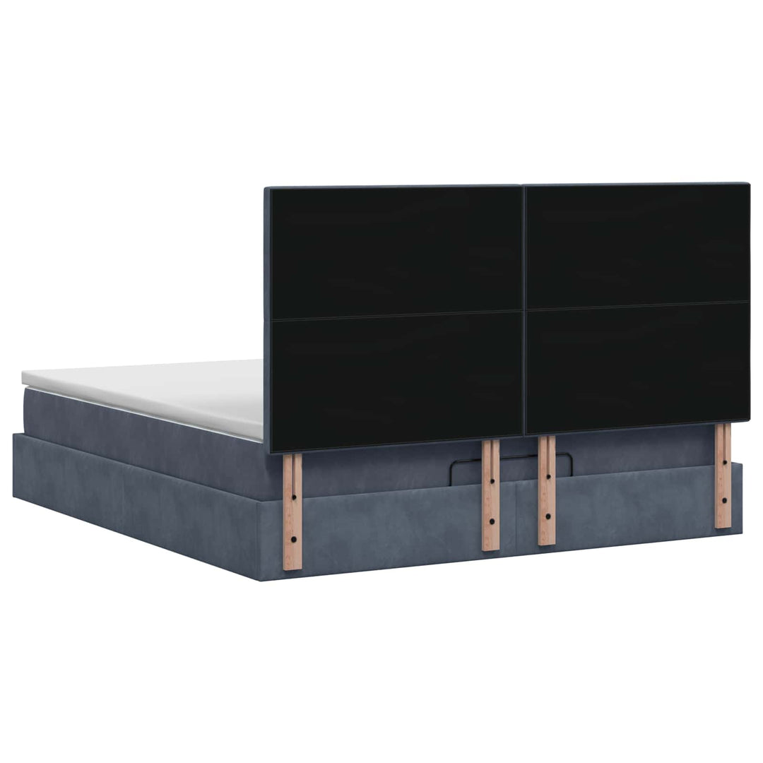 Ottoman seng med madras Mørkegrå 140 x 200 cm Fløjl