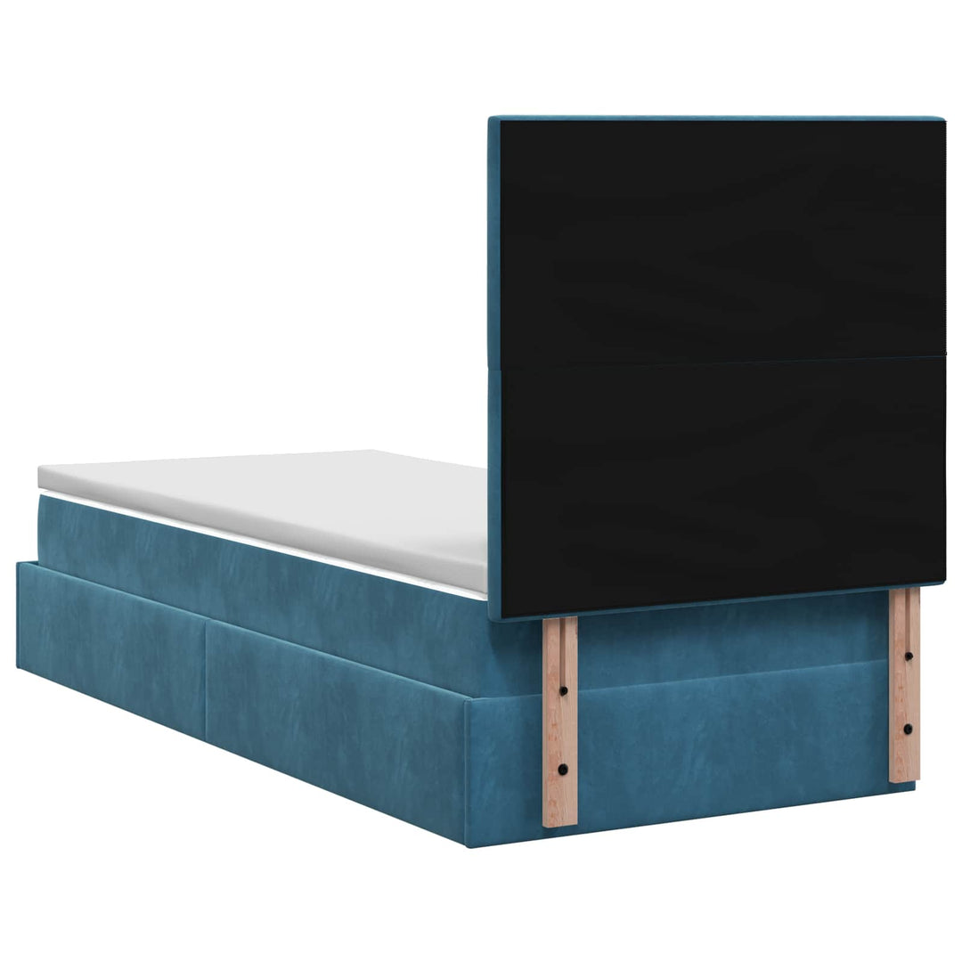 Ottoman seng med madras Mørk blå 80 x 200 cm Fløjl