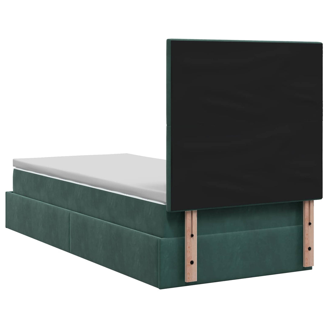 Ottoman seng med madras Mørkegrøn 90 x 190 cm Fløjl