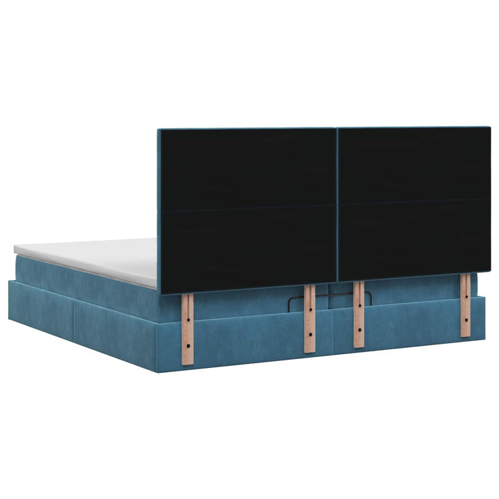 Ottoman seng med madras Mørk blå 200 x 200 cm Fløjl
