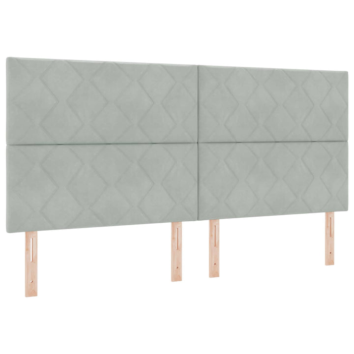 Ottoman seng med madras Lysegrå 200 x 200 cm Fløjl