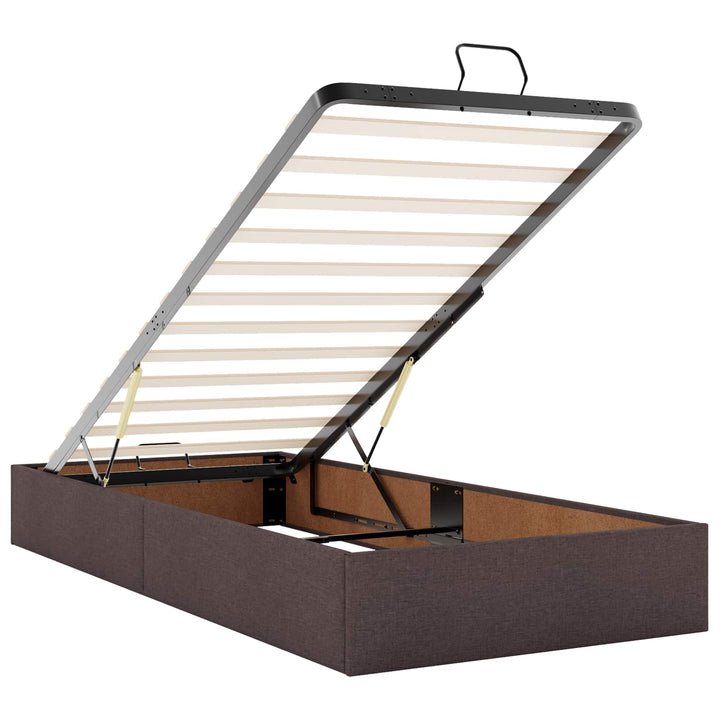 Ottoman seng med madras med hovedgærde 2 stk. Mørk Brun Stof