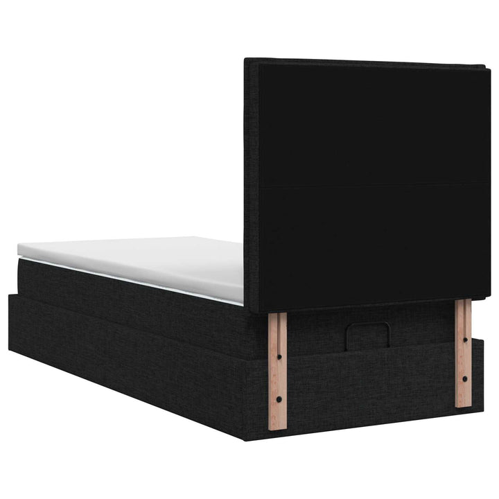 Ottoman seng med madras og LED Sort 90 x 190 cm Stof