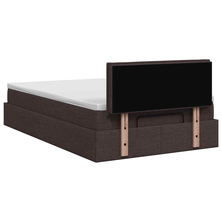 Ottoman seng med madras og LED Mørk Brun 120 x 190 cm Stof