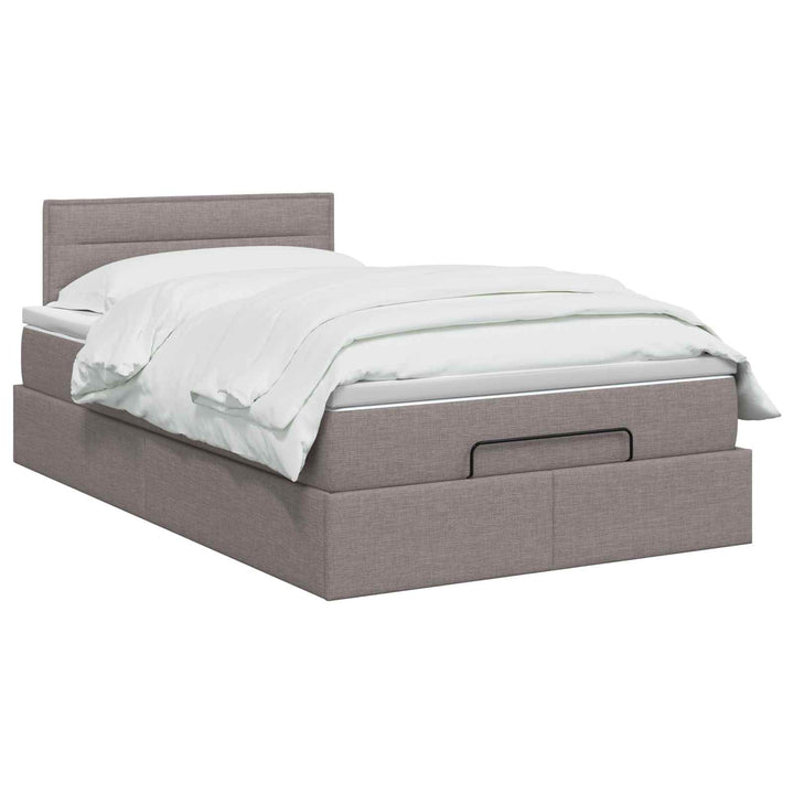 Ottoman seng med madras og LED Gråbrun 120 x 190 cm Stof