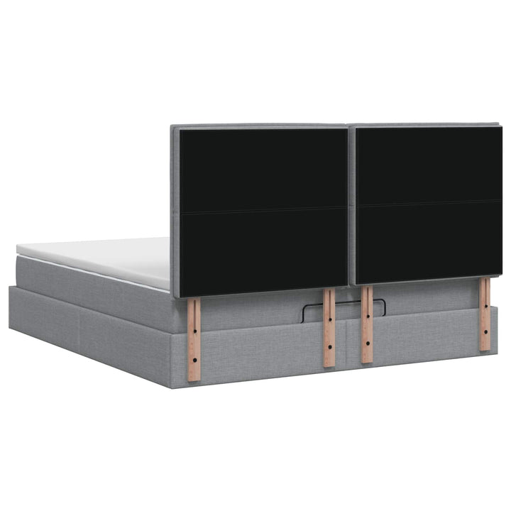Ottoman seng med madras og LED Lysegrå 140 x 190 cm Stof