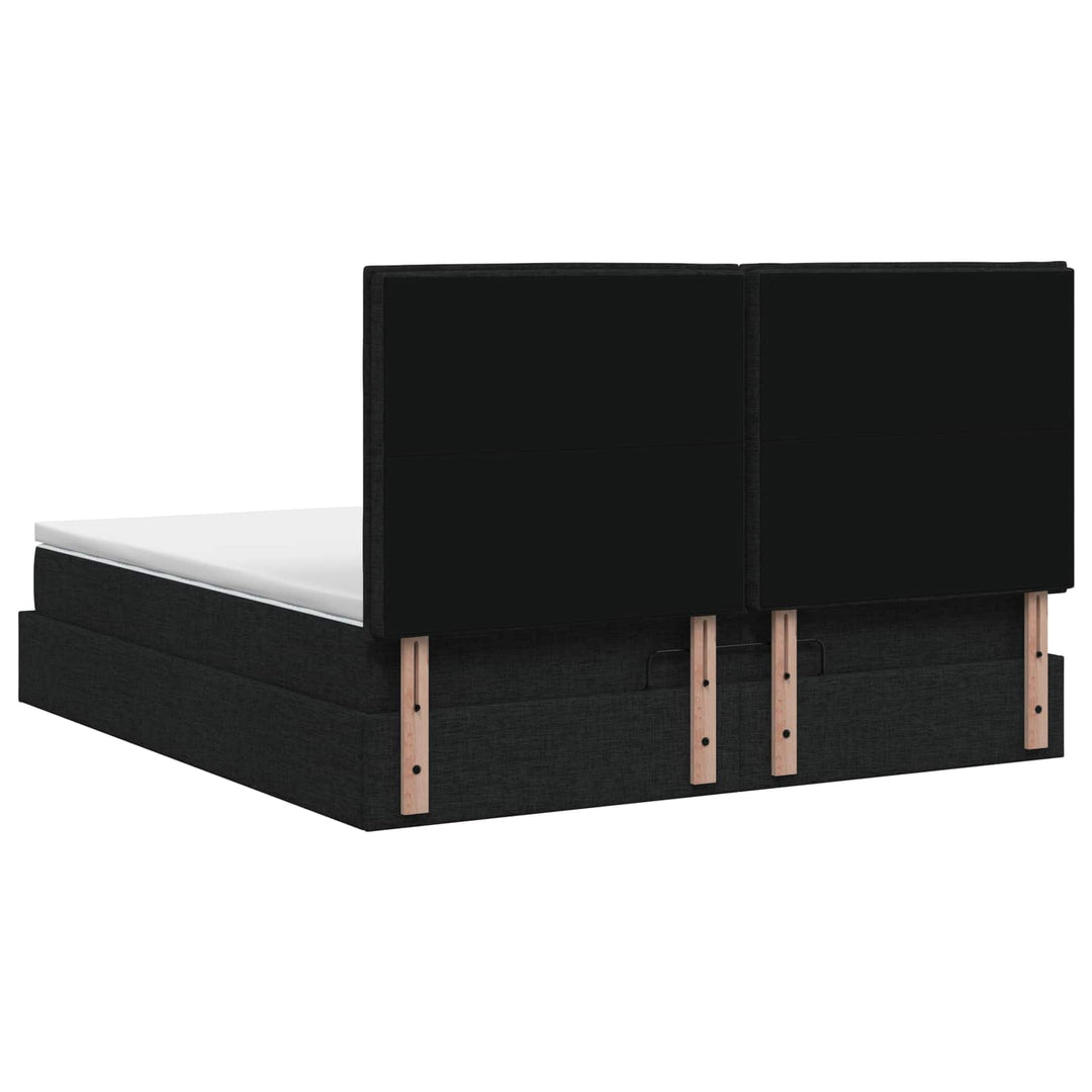 Ottoman seng med madras og LED Sort 140 x 190 cm Stof