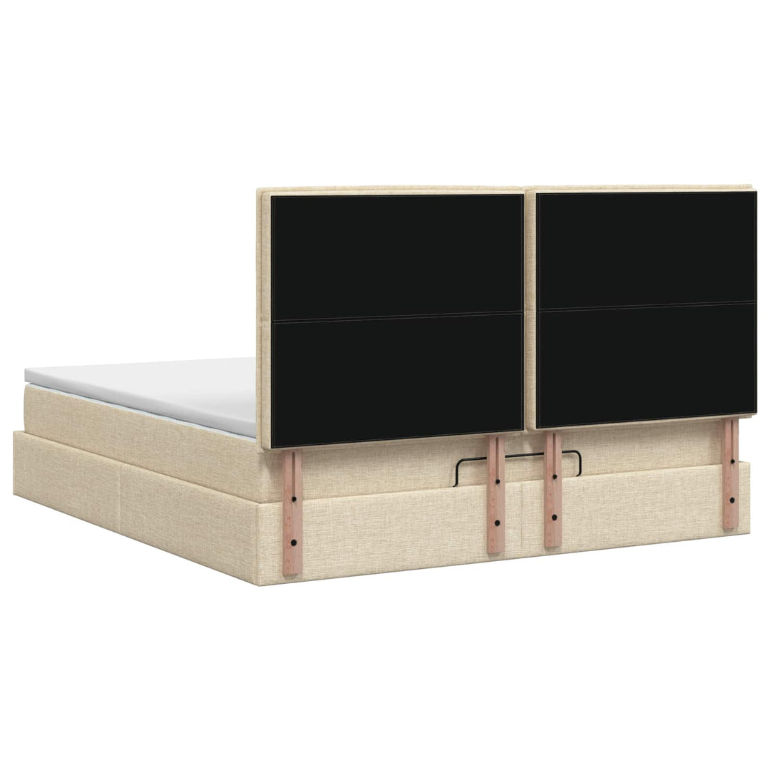 Ottoman seng med madras og LED Cremefarvet 140 x 200 cm Stof