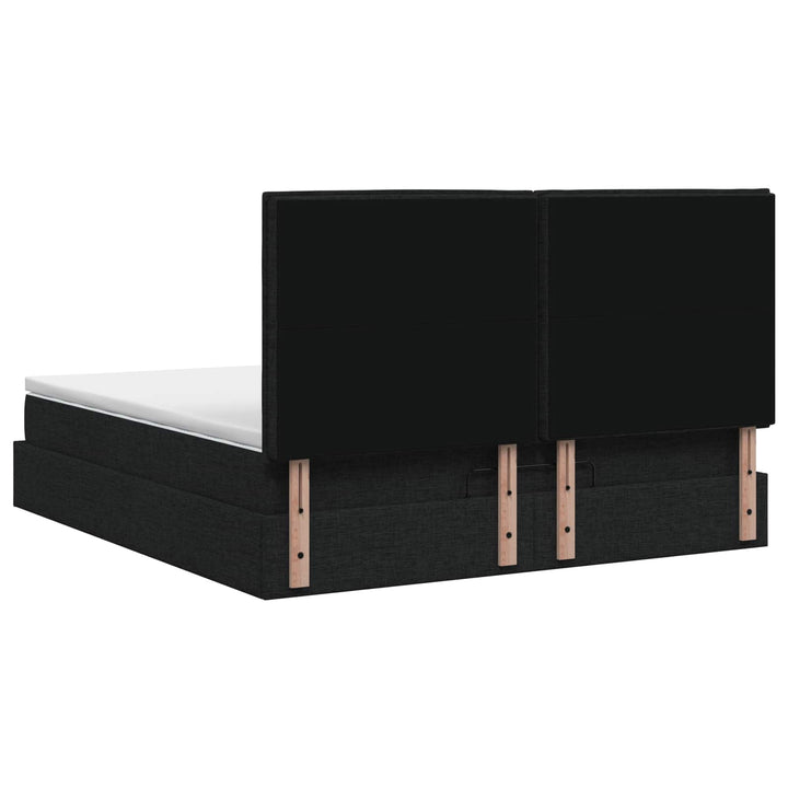Ottoman seng med madras og LED Sort 180 x 200 cm Stof