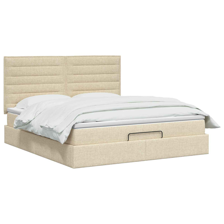 Ottoman seng med madras og LED Cremefarvet 180 x 200 cm Stof