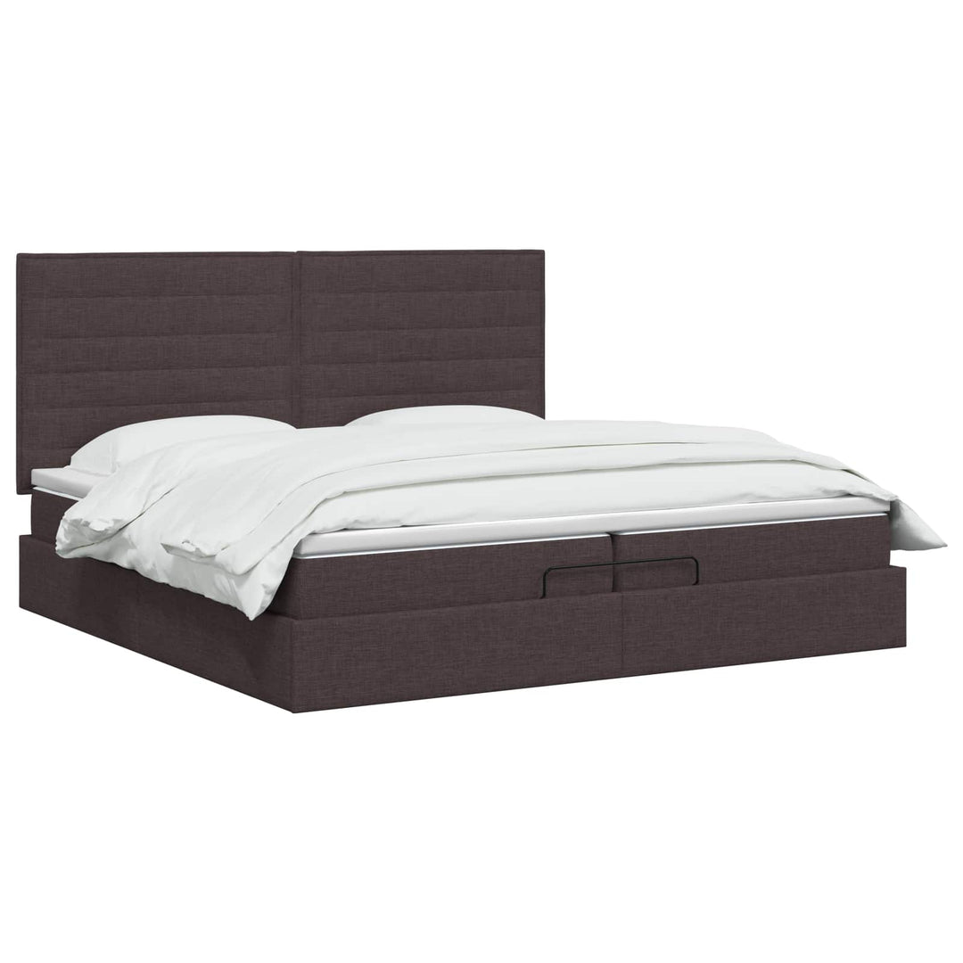 Ottoman seng med madras og LED Mørk Brun 200 x 200 cm Stof