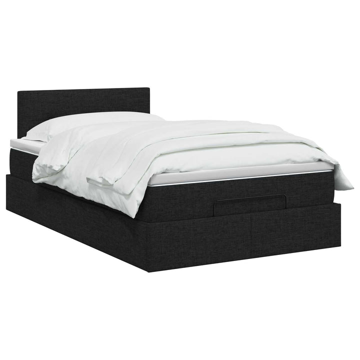 Ottoman seng med madras og LED Sort 120 x 190 cm Stof
