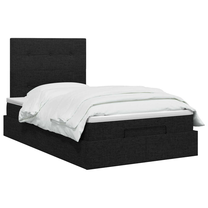 Ottoman seng med madras og LED Sort 120 x 200 cm Stof
