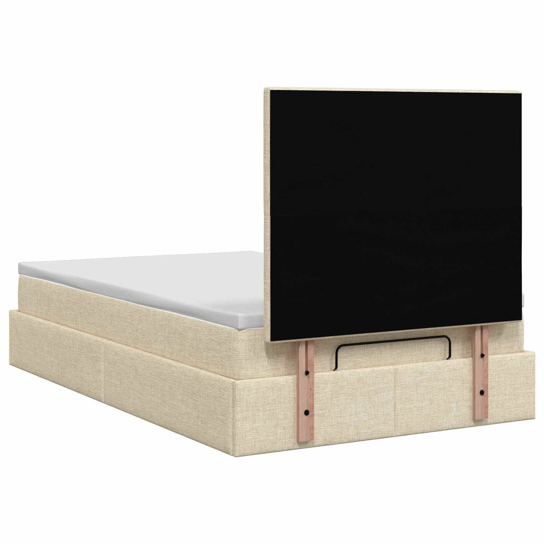 Ottoman seng med madras og LED Cremefarvet 120 x 200 cm Stof