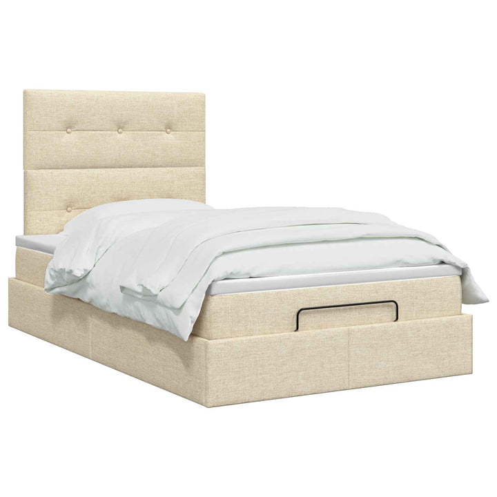 Ottoman seng med madras og LED Cremefarvet 120 x 200 cm Stof