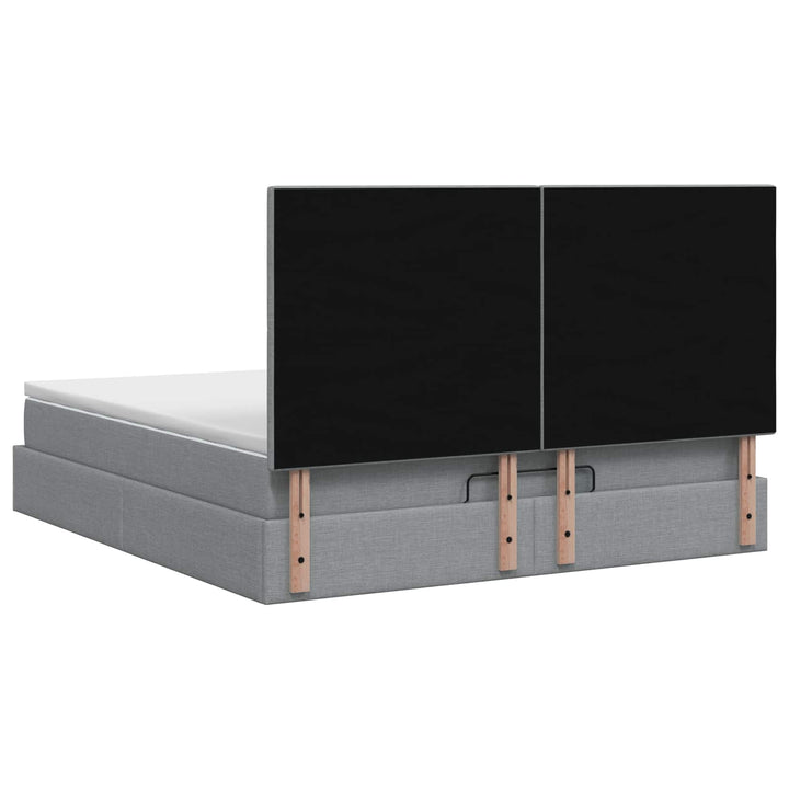 Ottoman seng med madras og LED Lysegrå 140 x 190 cm Stof