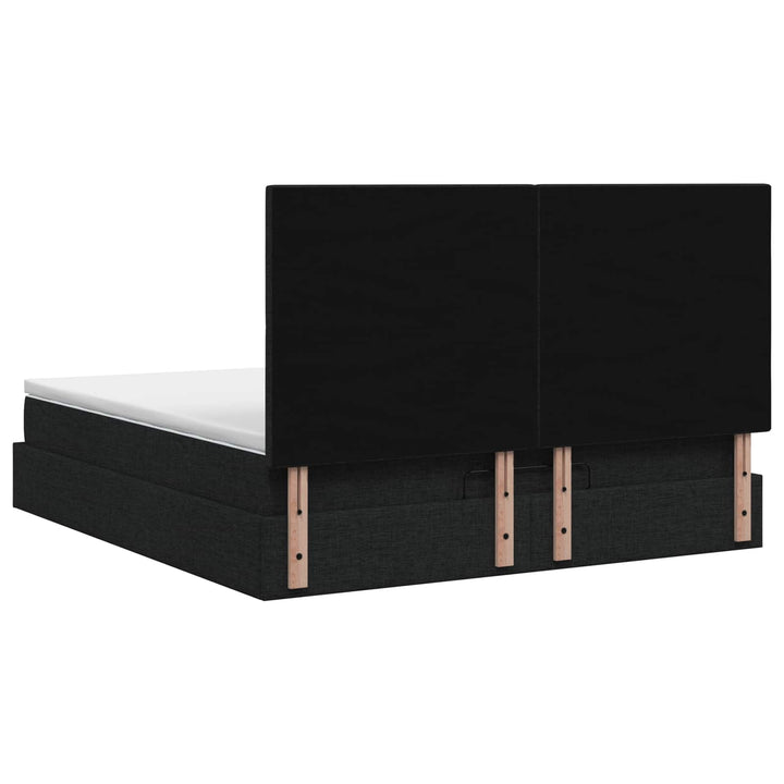 Ottoman seng med madras og LED Sort 160 x 200 cm Stof