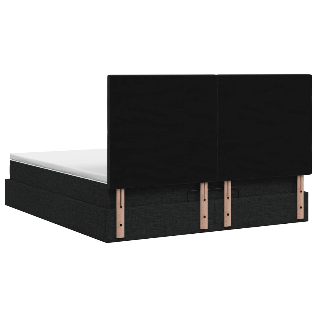 Ottoman seng med madras og LED Sort 180 x 200 cm Stof