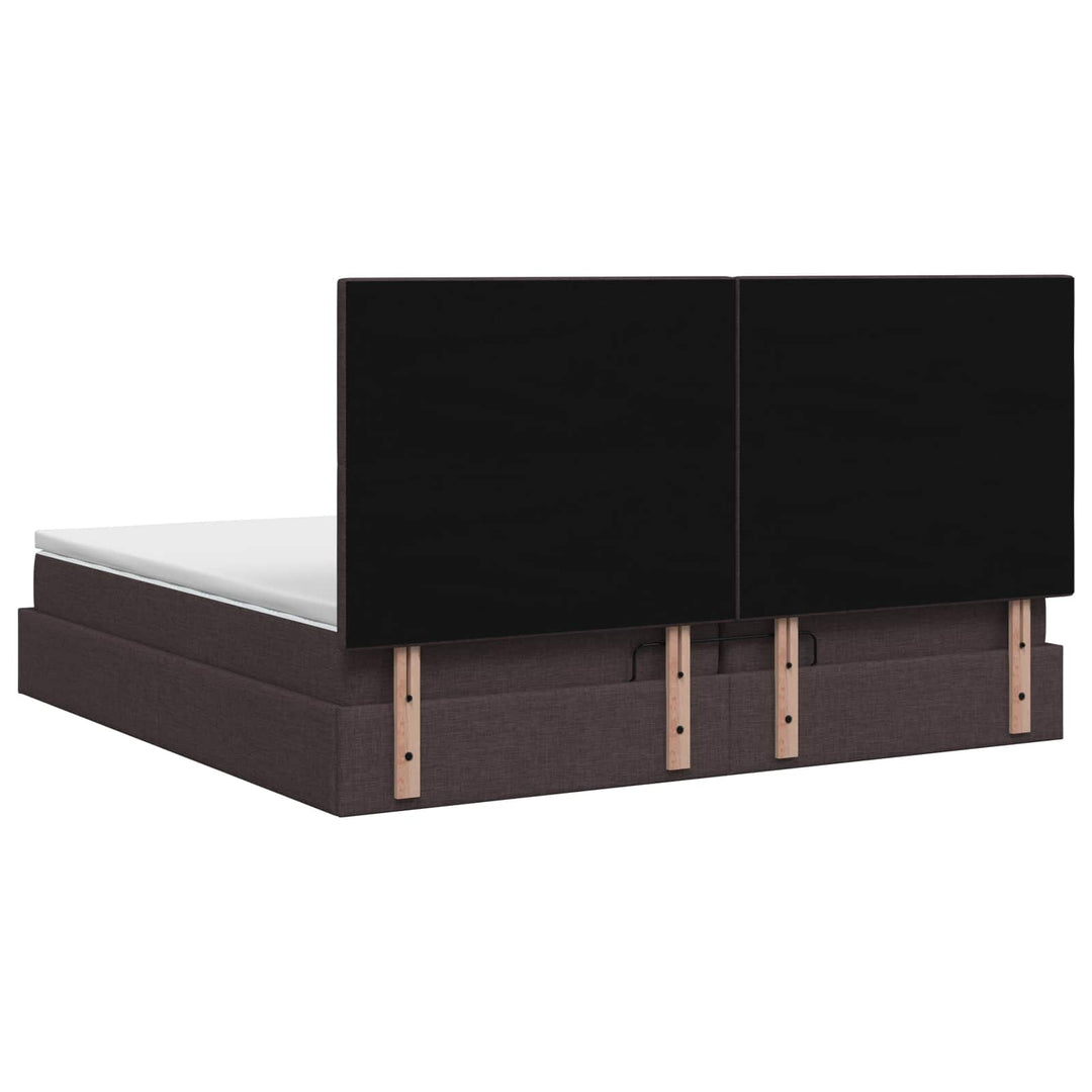 Ottoman seng med madras og LED Mørk Brun 200 x 200 cm Stof