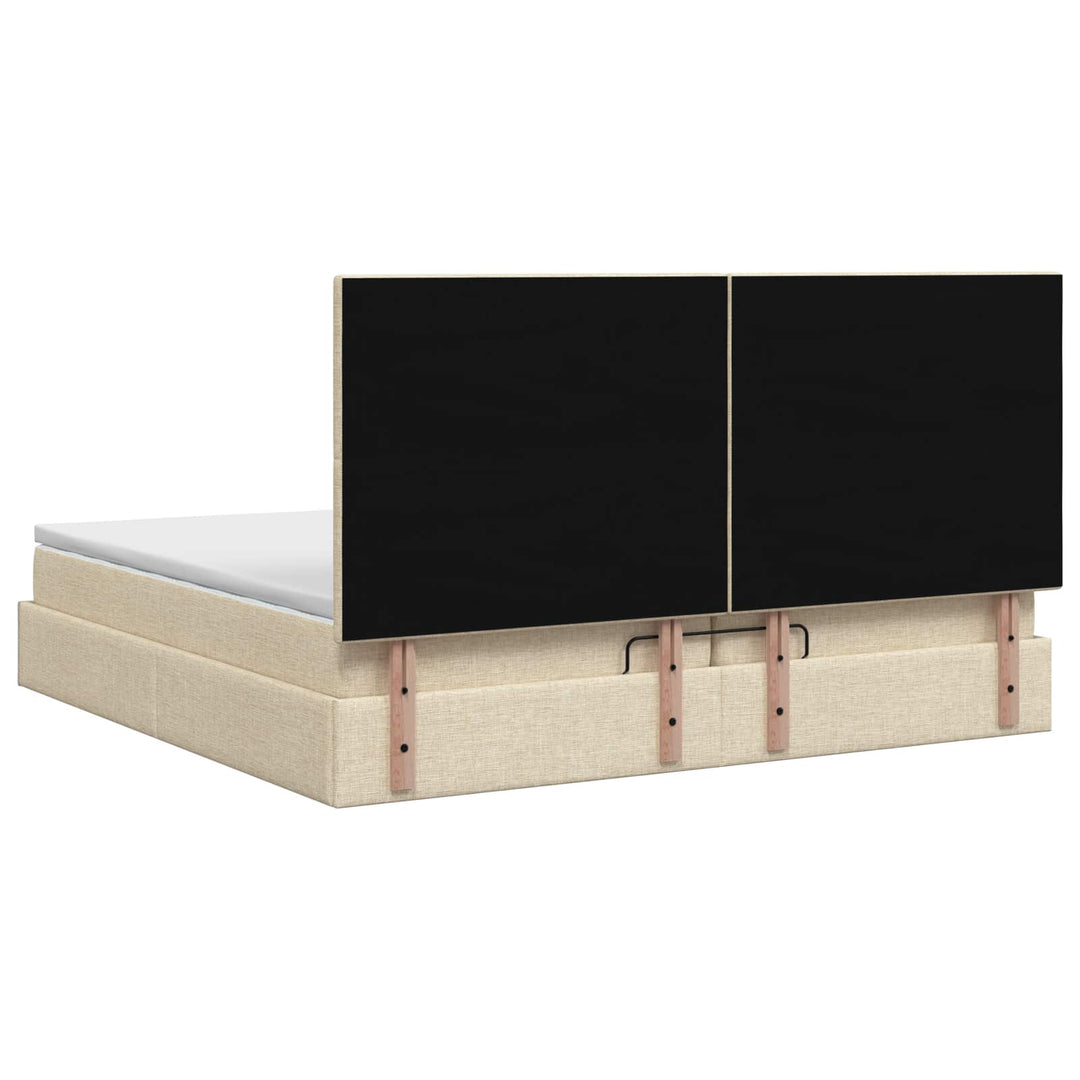 Ottoman seng med madras og LED Cremefarvet 200 x 200 cm Stof
