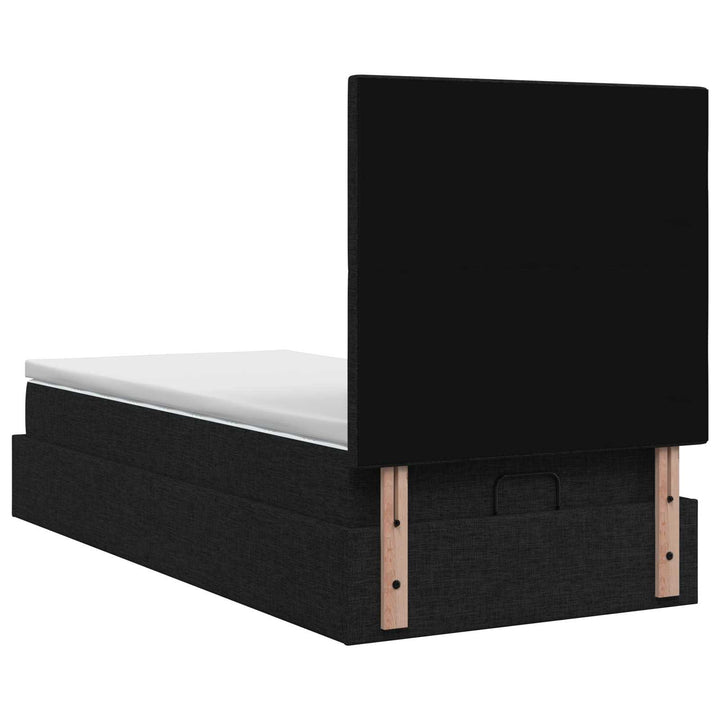 Ottoman seng med madras og LED Sort 80 x 200 cm Stof
