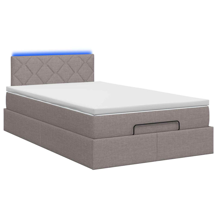 Ottoman seng med madras og LED Gråbrun 120 x 190 cm Stof
