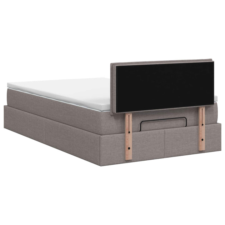Ottoman seng med madras og LED Gråbrun 120 x 190 cm Stof