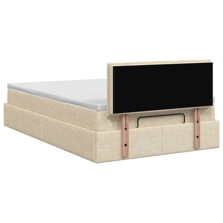 Ottoman seng med madras og LED Cremefarvet 120 x 190 cm Stof