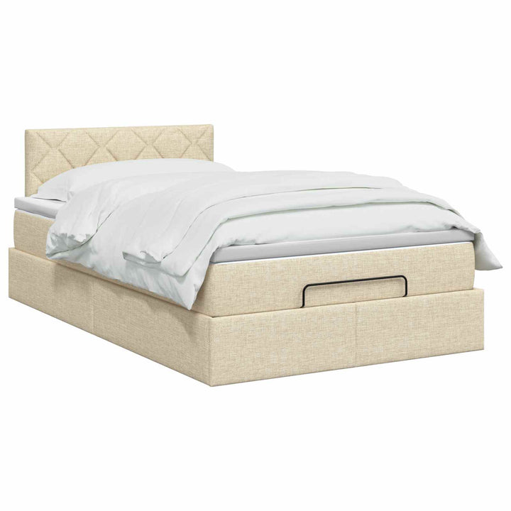 Ottoman seng med madras og LED Cremefarvet 120 x 190 cm Stof