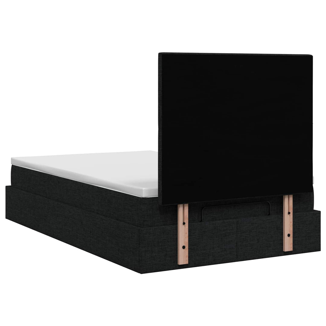 Ottoman seng med madras og LED Sort 120 x 200 cm Stof