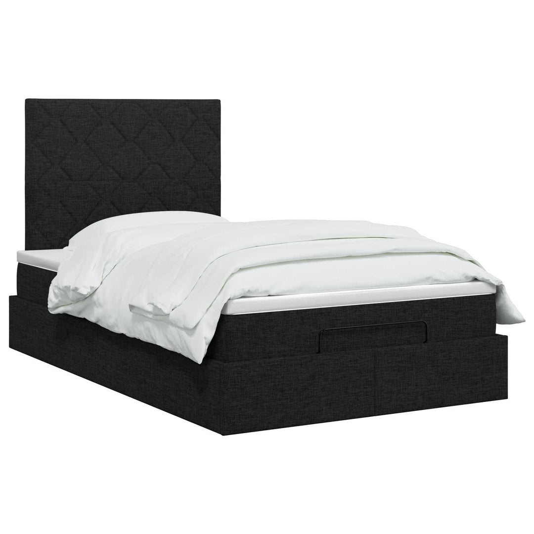 Ottoman seng med madras og LED Sort 120 x 200 cm Stof