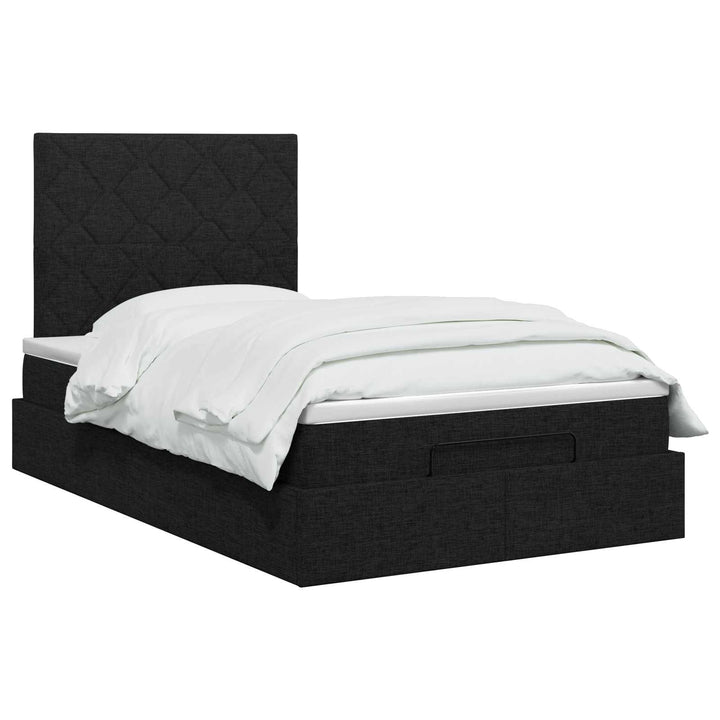 Ottoman seng med madras og LED Sort 120 x 200 cm Stof