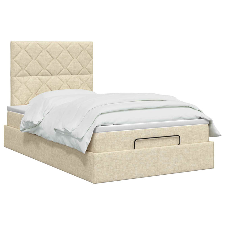 Ottoman seng med madras og LED Cremefarvet 120 x 200 cm Stof
