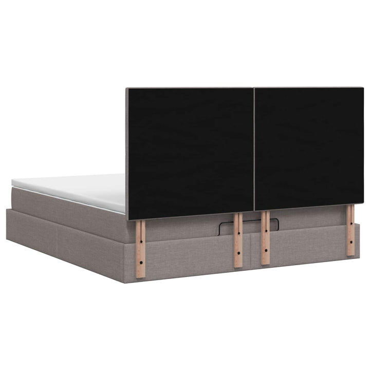 Ottoman seng med madras og LED Gråbrun 140 x 200 cm Stof