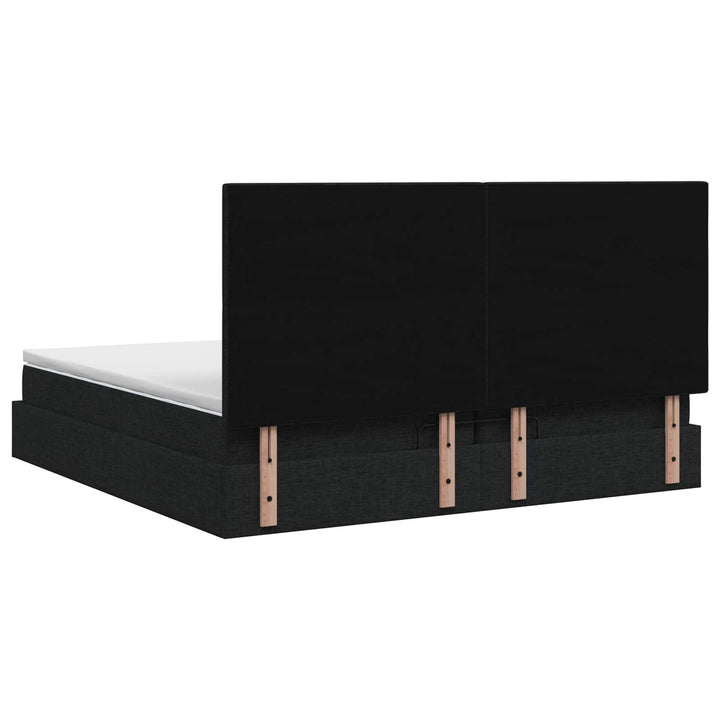 Ottoman seng med madras og LED Sort 200 x 200 cm Stof