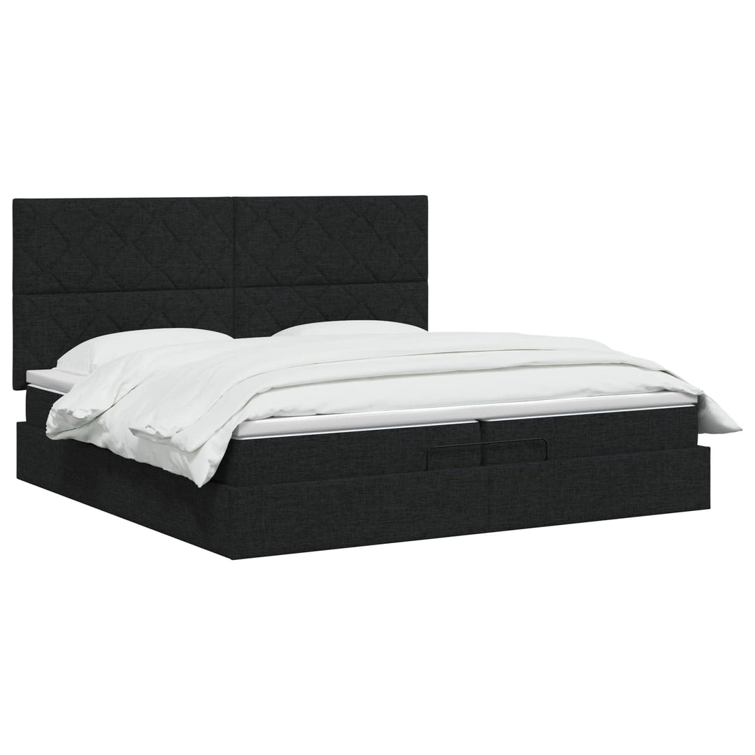 Ottoman seng med madras og LED Sort 200 x 200 cm Stof