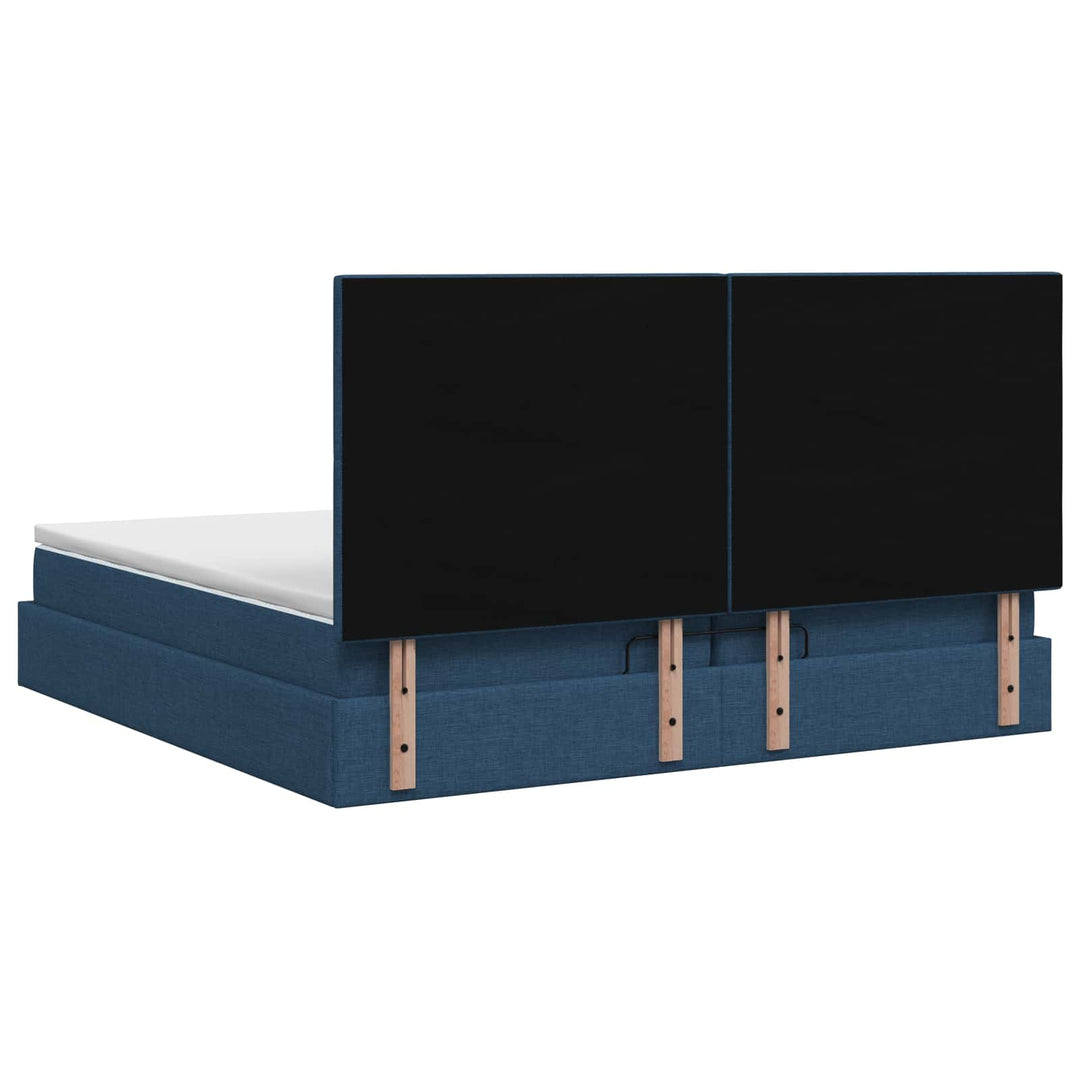 Ottoman seng med madras og LED Blå 200 x 200 cm Stof