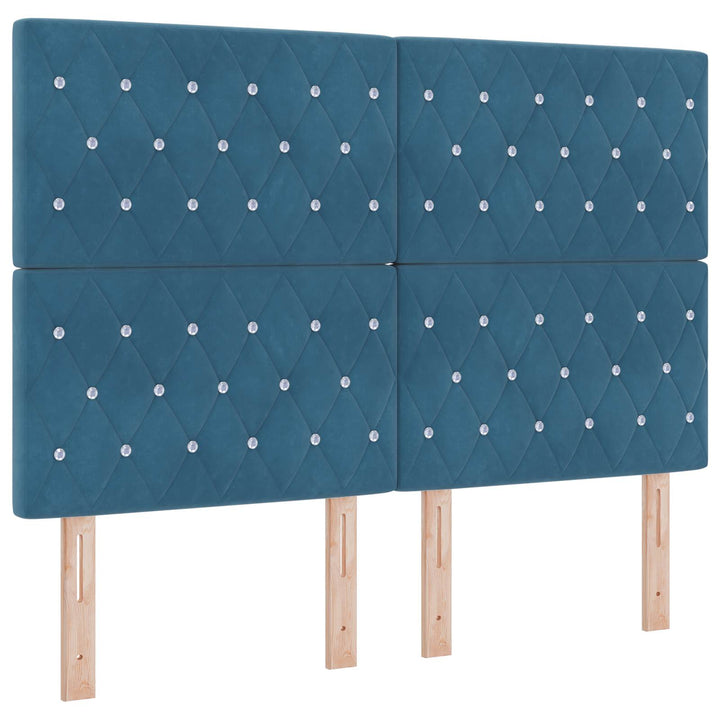 Ottoman seng med madras og LED Mørkeblå 140 x 190 cm Fløjl