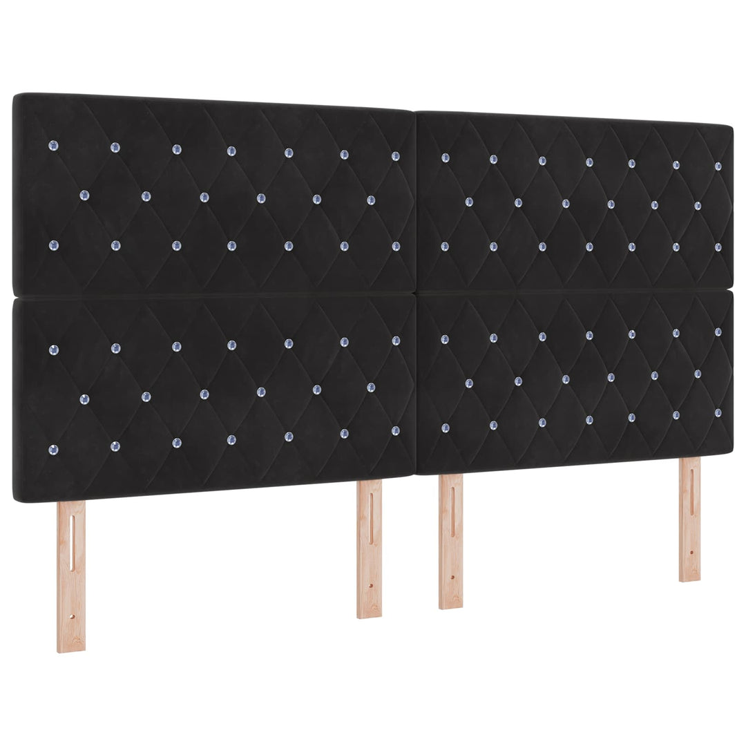 Ottoman seng med madras og LED Sort 180 x 200 cm Fløjl