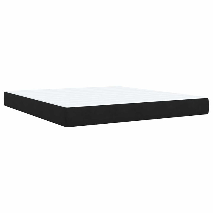 Ottoman seng med madras og LED Sort 180 x 200 cm Fløjl