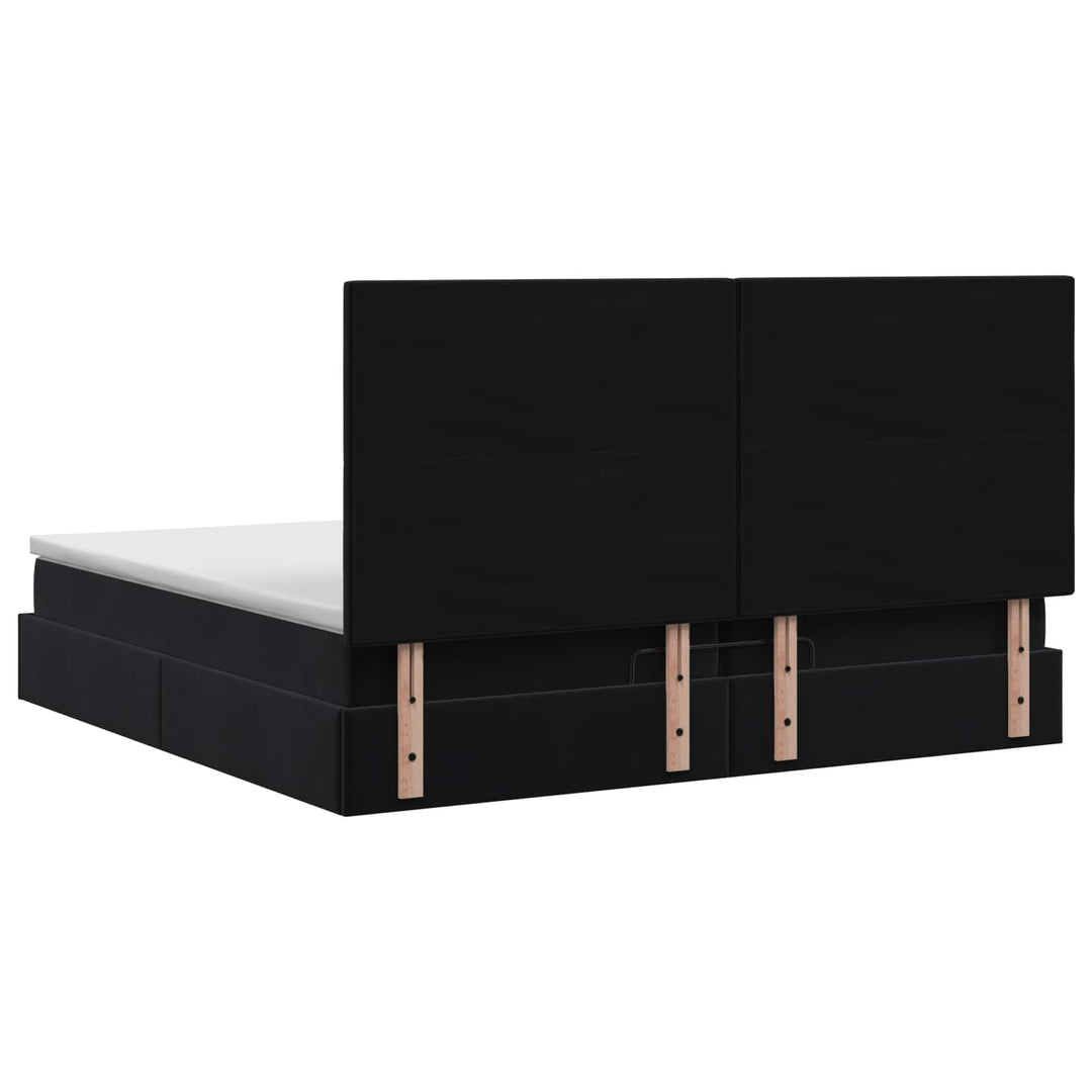 Ottoman seng med madras og LED Sort 200 x 200 cm Fløjl