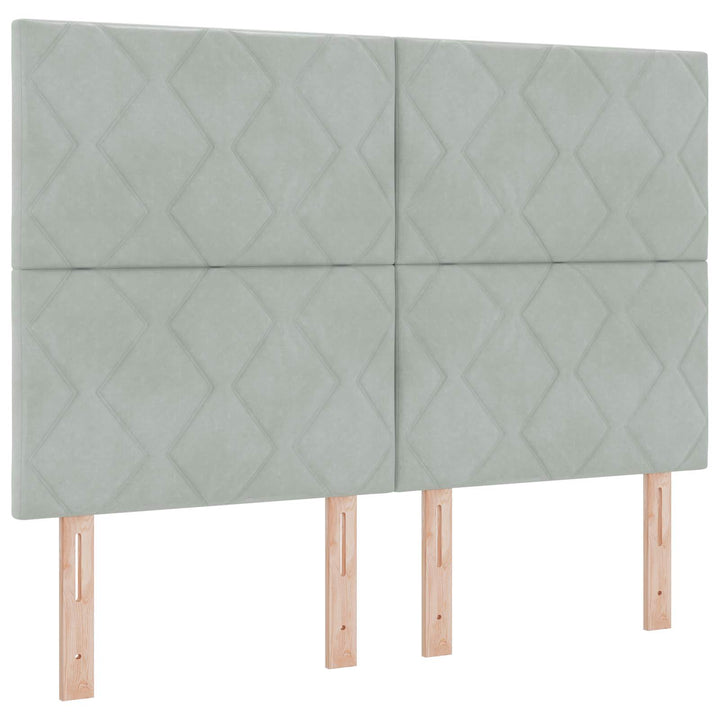 Ottoman seng med madras og LED Lysegrå 140 x 190 cm Fløjl