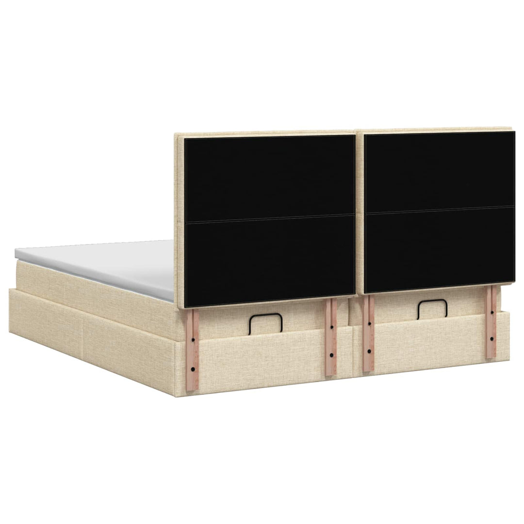 Ottoman seng med madras og LED Cremefarvet 180 x 200 cm Stof