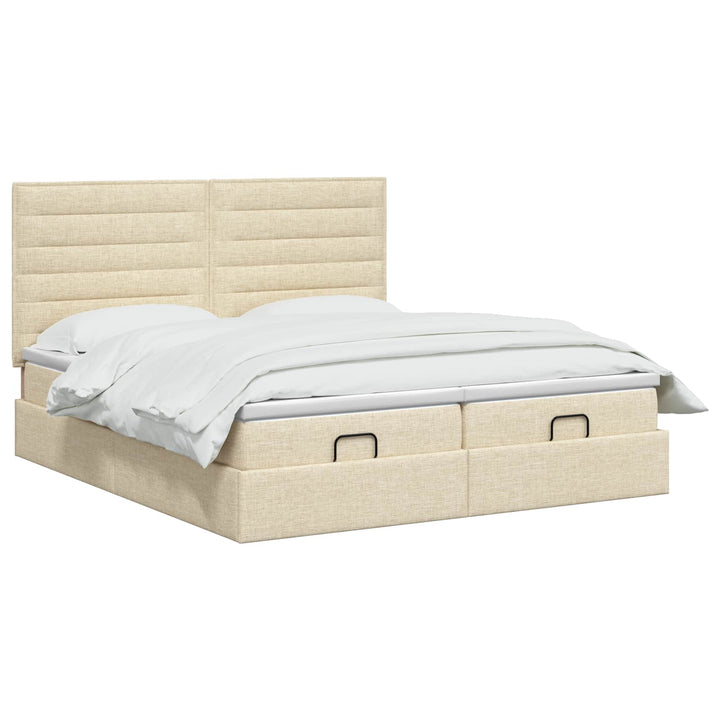 Ottoman seng med madras og LED Cremefarvet 180 x 200 cm Stof