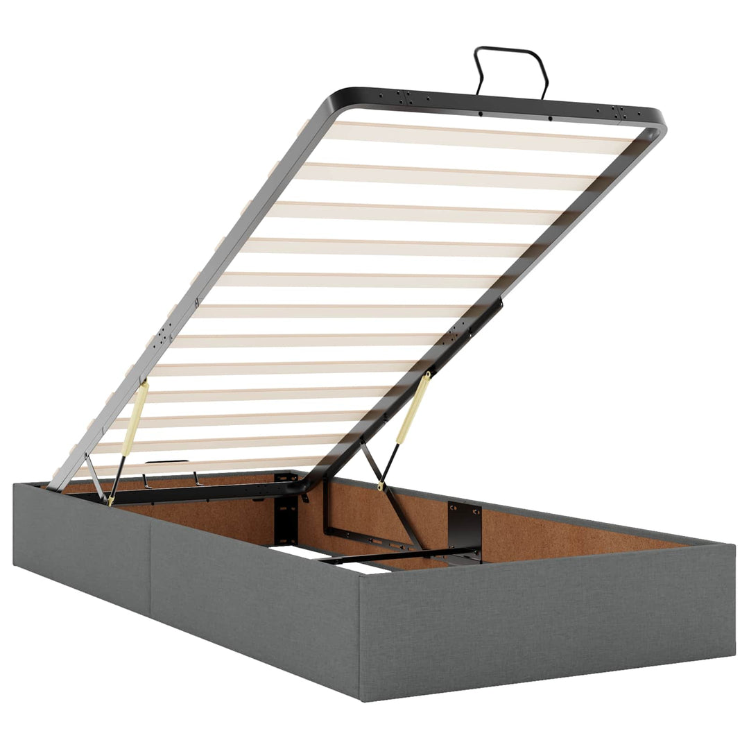 Ottoman seng med madras og LED Mørkegrå 180 x 200 cm Stof