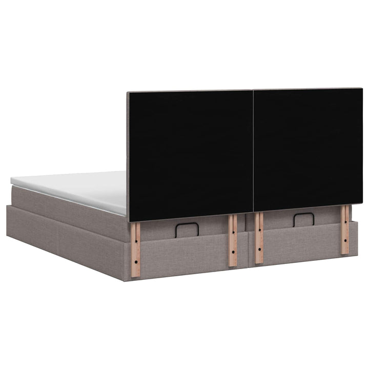 Ottoman seng med madras og LED Gråbrun 160 x 200 cm Stof
