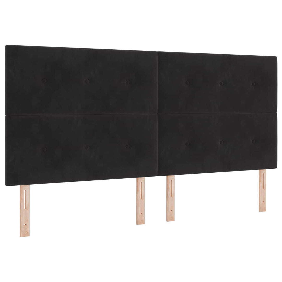 Ottoman seng med madras og LED Sort 200 x 200 cm Velour